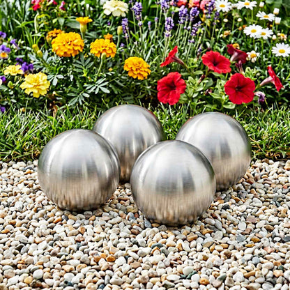 Brushed Ball 4 pcs Ø 10 cm Silver Stainless Steel 201