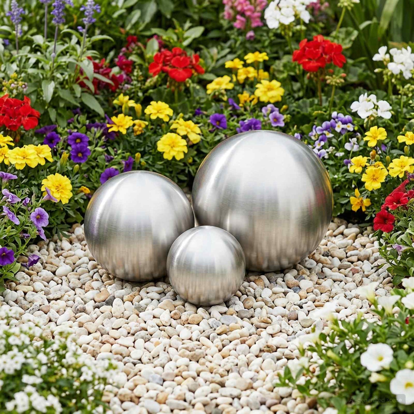 Brushed Ball 3 pcs Ø 20 cm Silver Stainless Steel 201