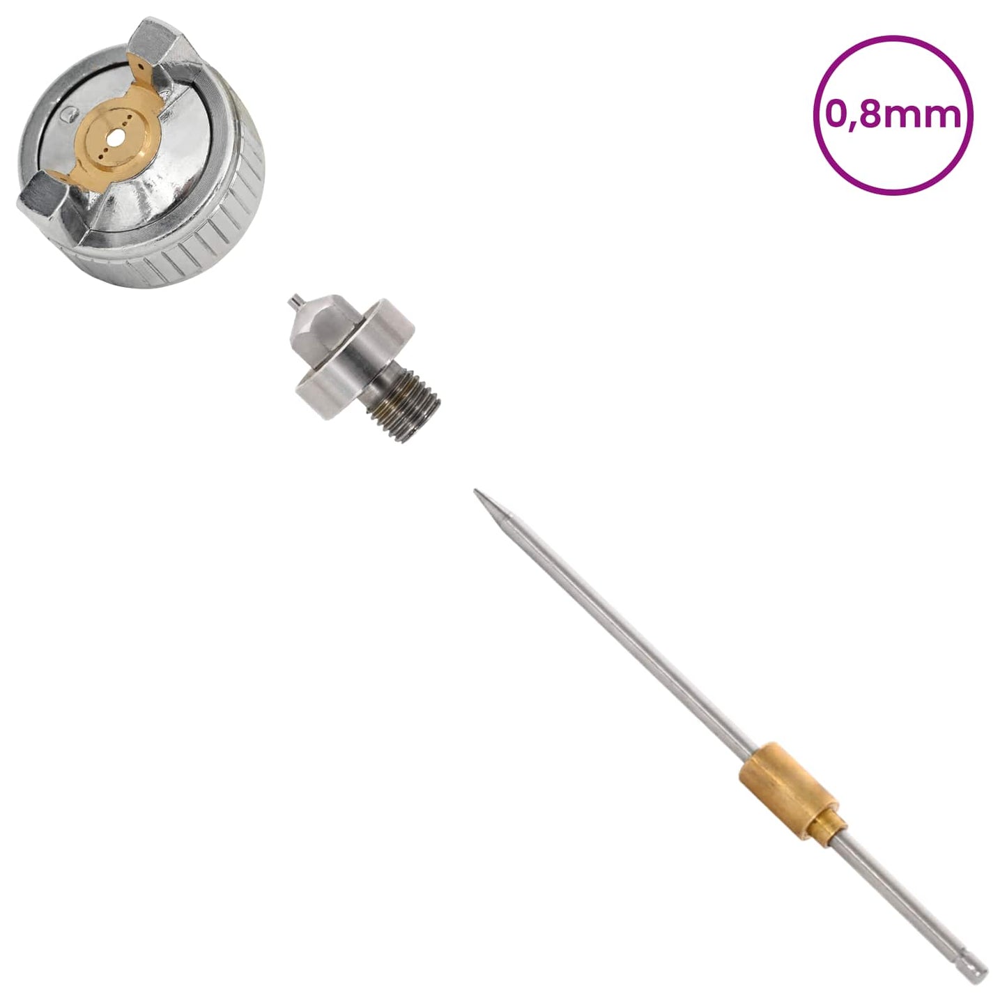 HVLP Spray Gun Nozzle 0.8 mm Nozzle Silver Stainless Steel