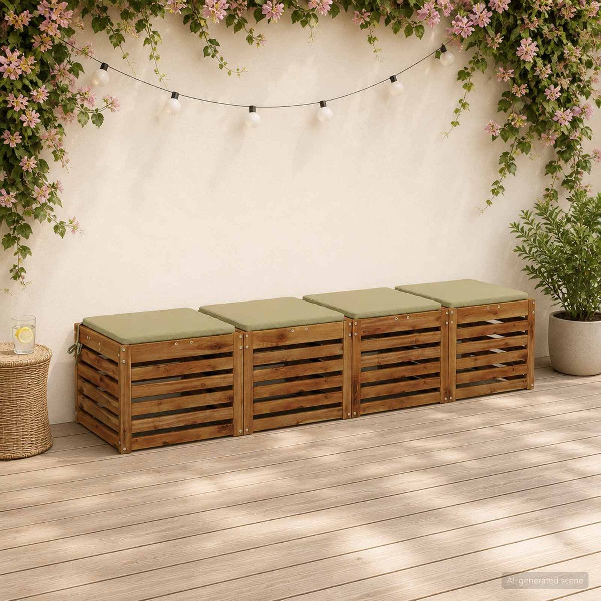 4-Piece Seat Cushions SOEST 4 pcs 100% Polyester Light Green