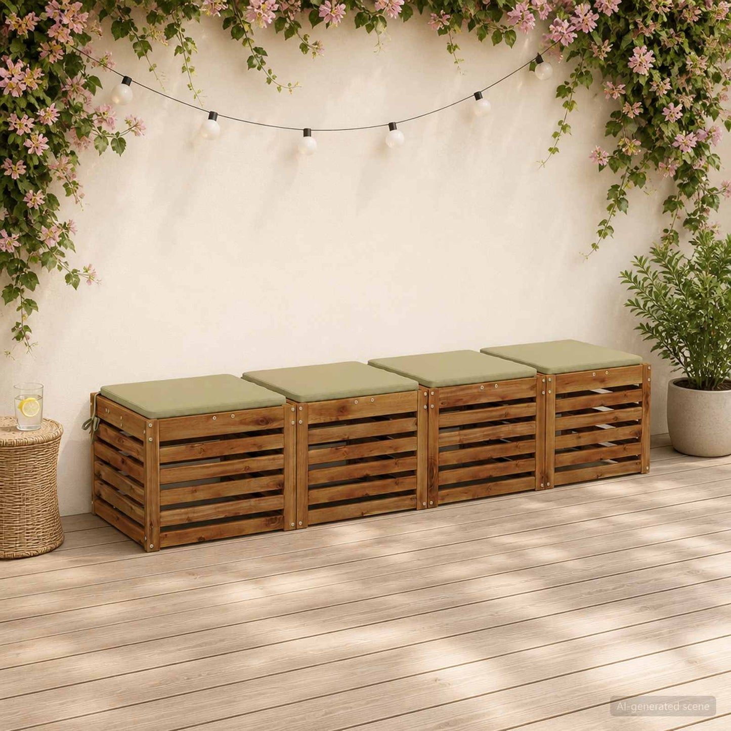 4-Piece Seat Cushions SOEST 4 pcs 100% Polyester Light Green