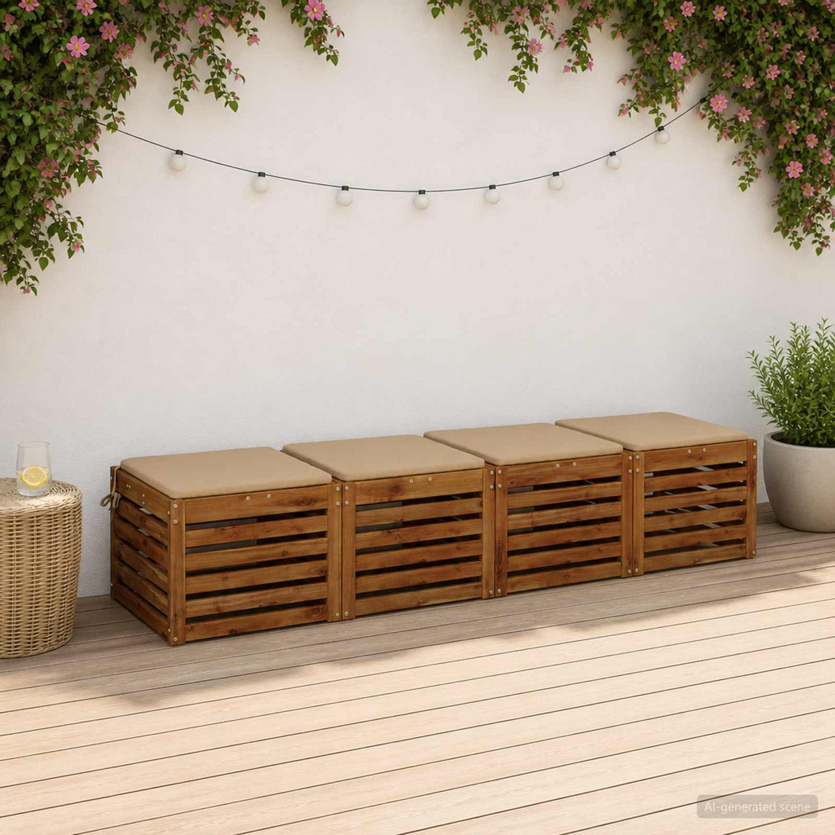 4-Piece Seat Cushions SOEST 4 pcs 100% Polyester Sand