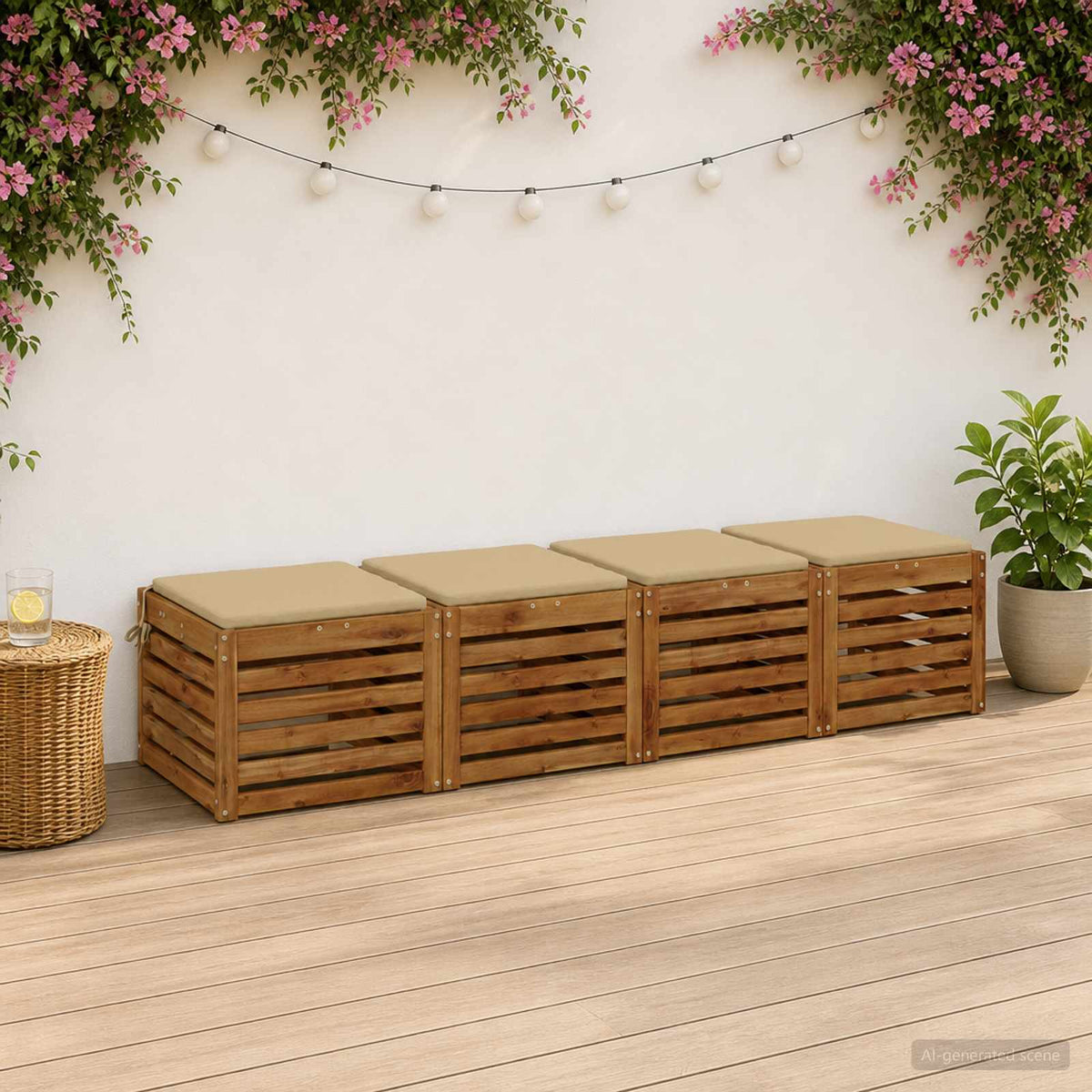4-Piece Seat Cushions SOEST 4 pcs 100% Polyester Beige