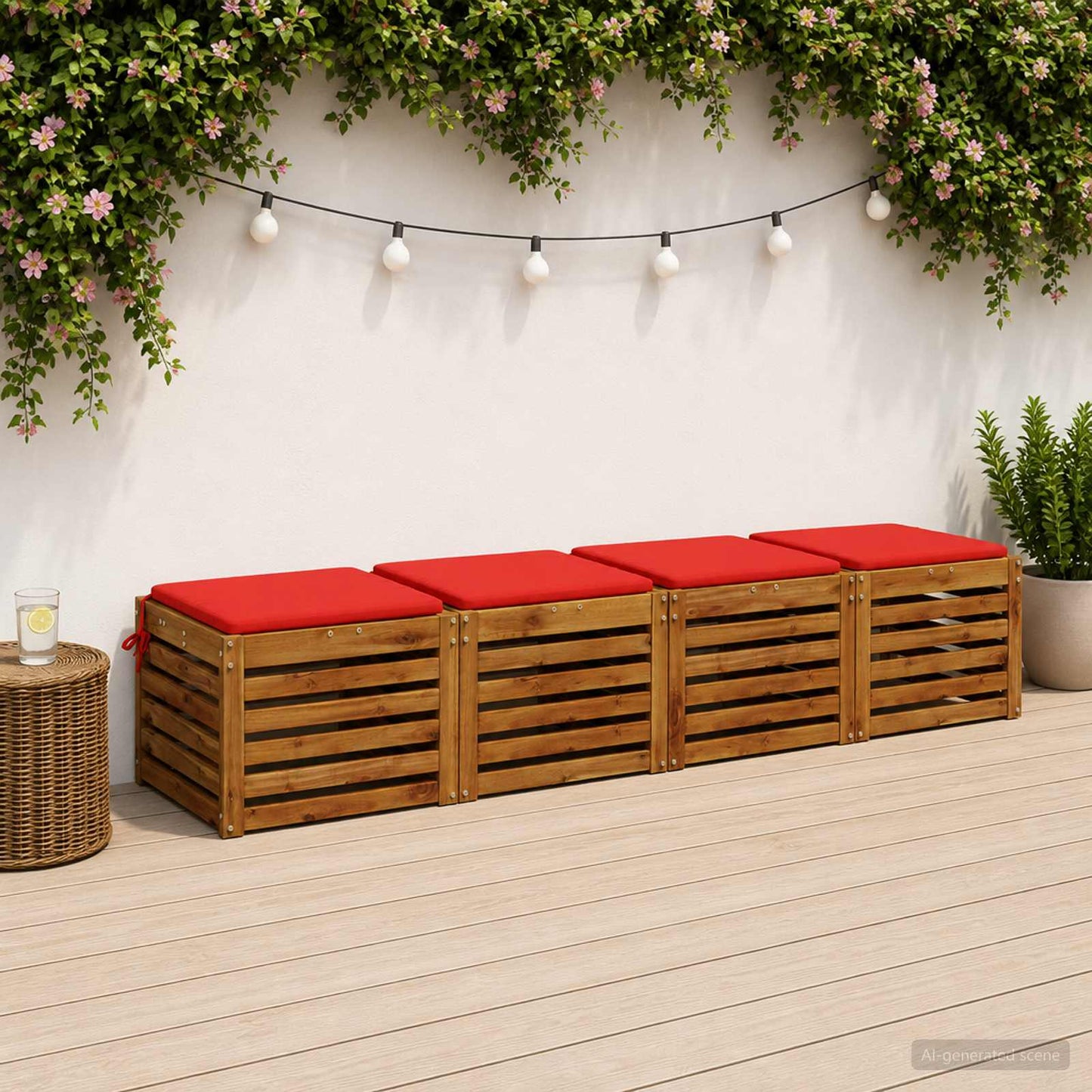 4-Piece Seat Cushions SOEST 4 pcs 100% Polyester Red