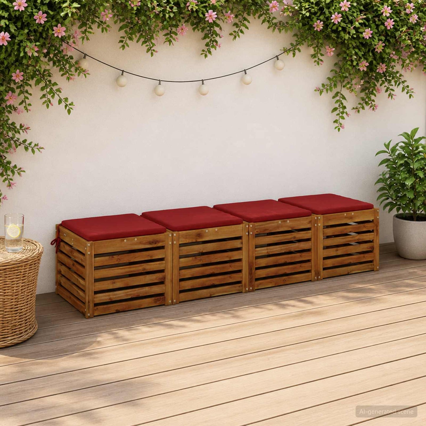 4-Piece Seat Cushions SOEST 4 pcs 100% Polyester Wine Red