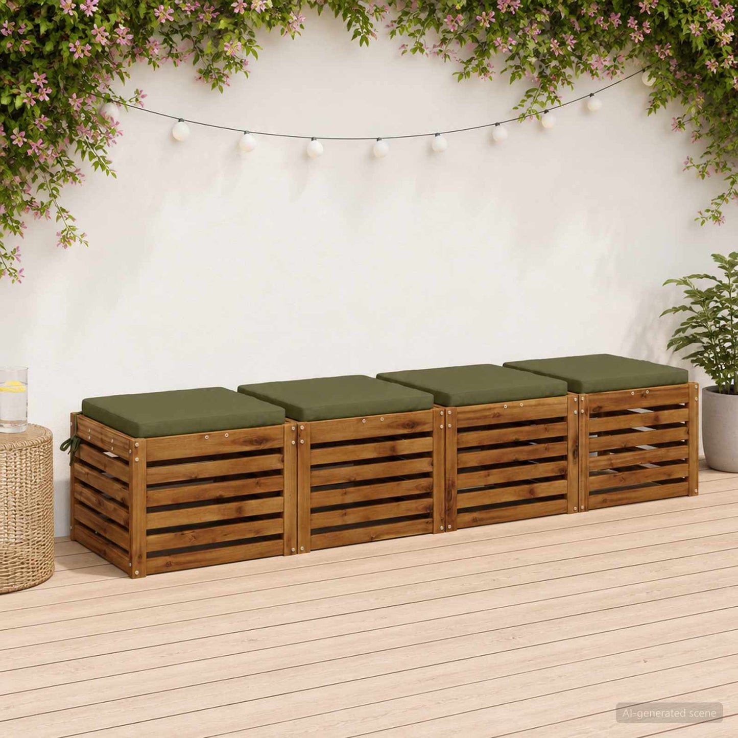 4-Piece Seat Cushions SOEST 4 pcs 100% Polyester Olive Green