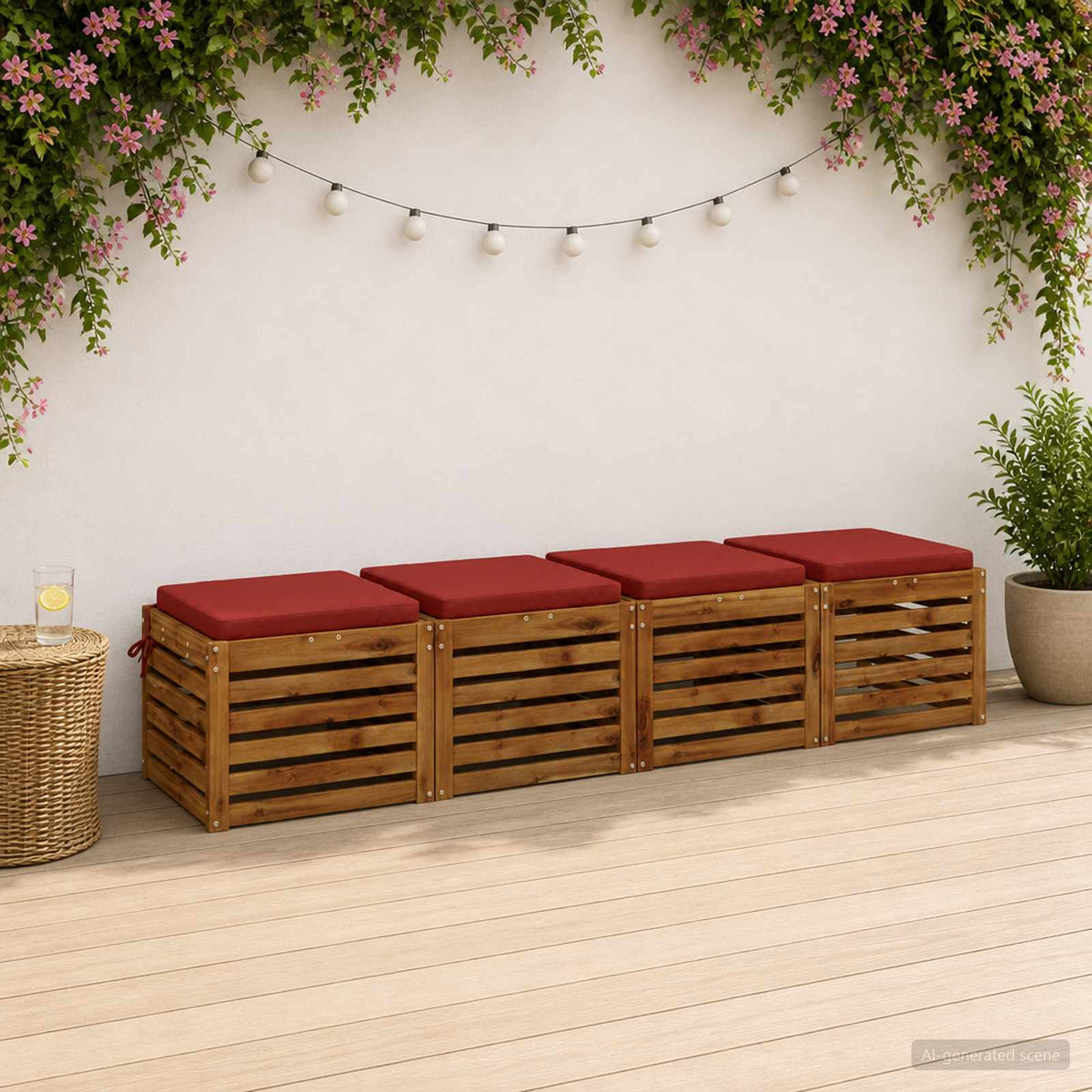 4-Piece Seat Cushions SOEST 4 pcs 100% Polyester Red
