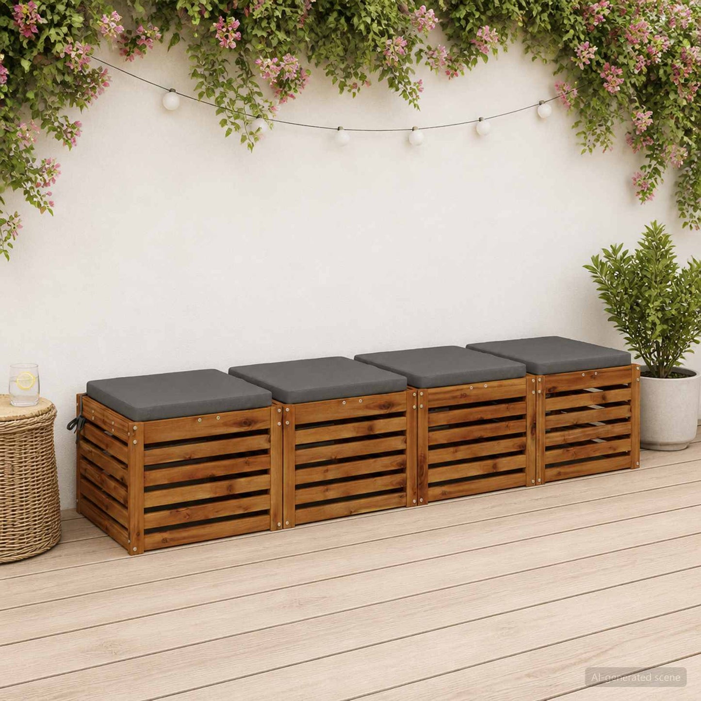 4-Piece Seat Cushions SOEST 4 pcs 100% Polyester Grey