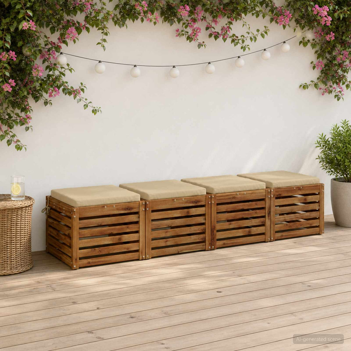 4-Piece Seat Cushions SOEST 4 pcs 100% Polyester Beige