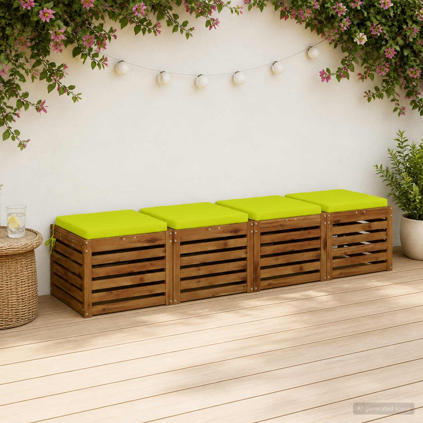 4-Piece Seat Cushions SOEST 4 pcs 100% Polyester Bright Green