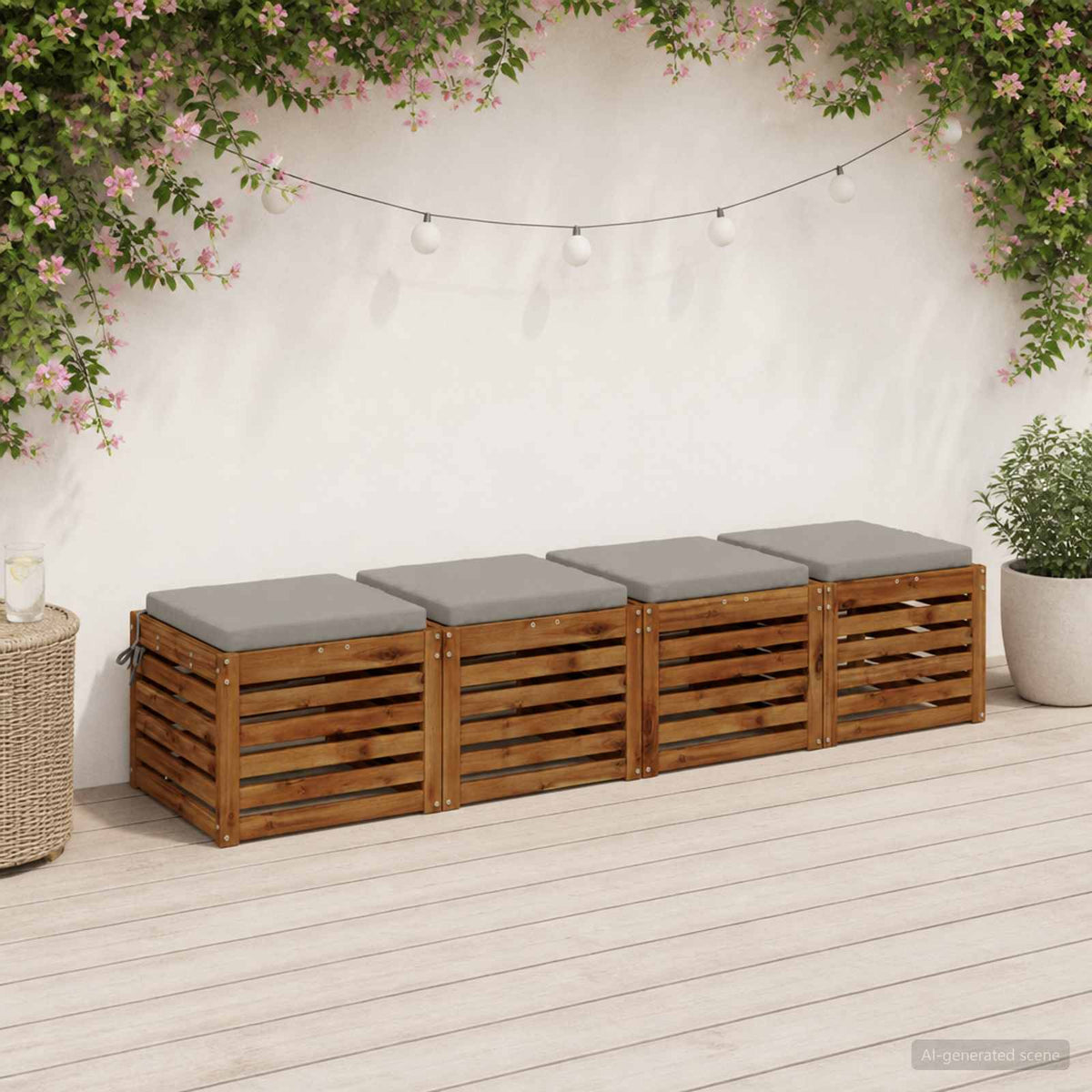 4-Piece Seat Cushions SOEST 4 pcs 100% Polyester Grey
