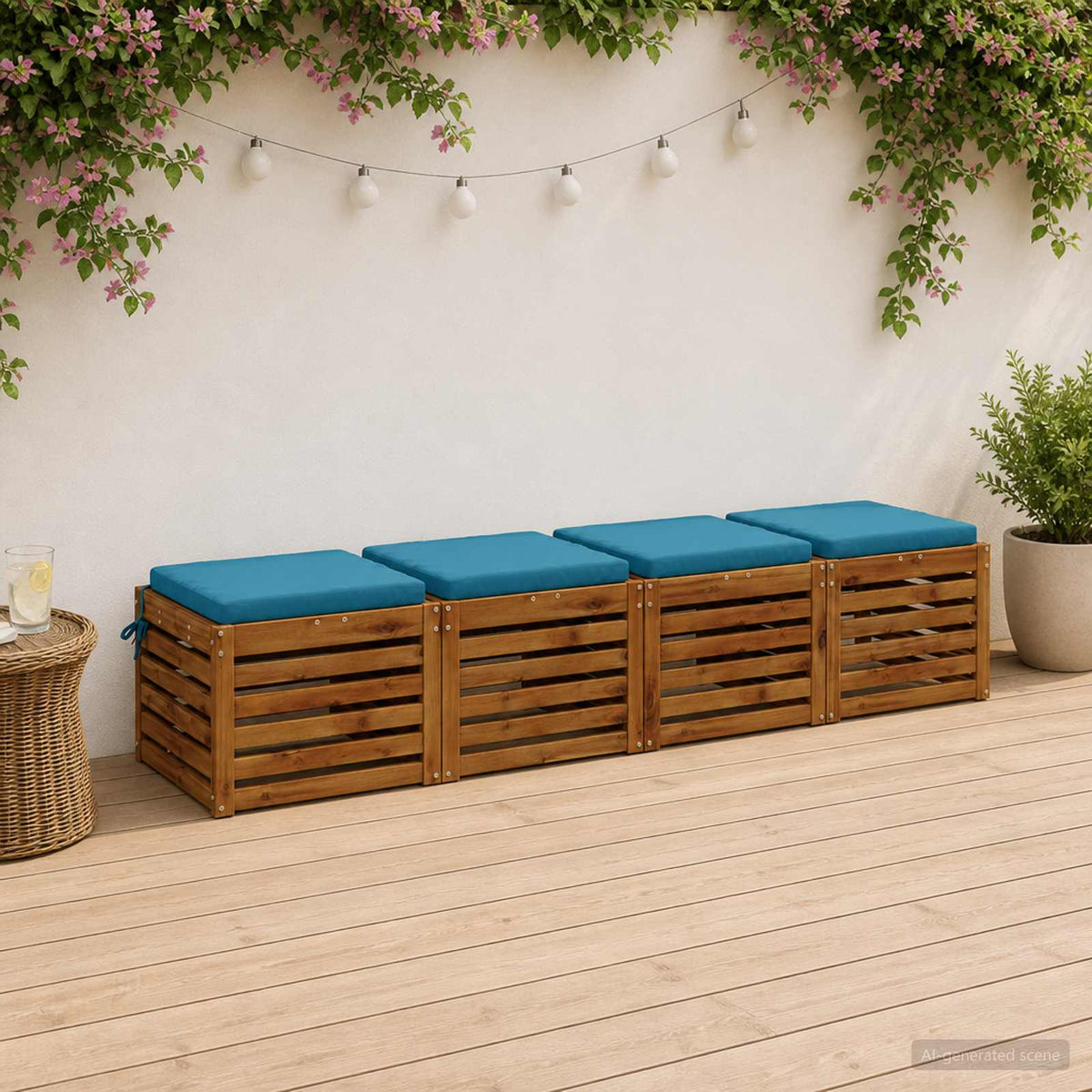 4-Piece Seat Cushions SOEST 4 pcs 100% Polyester Light Blue