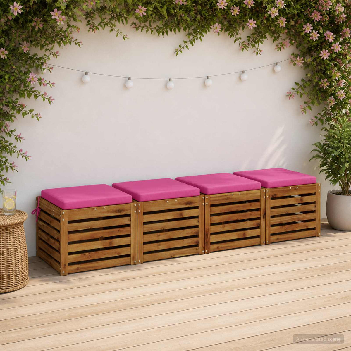 4-Piece Seat Cushions SOEST 4 pcs 100% Polyester Pink