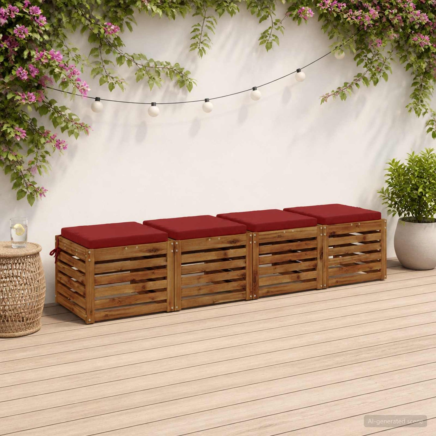 4-Piece Seat Cushions SOEST 4 pcs 100% Polyester Wine Red