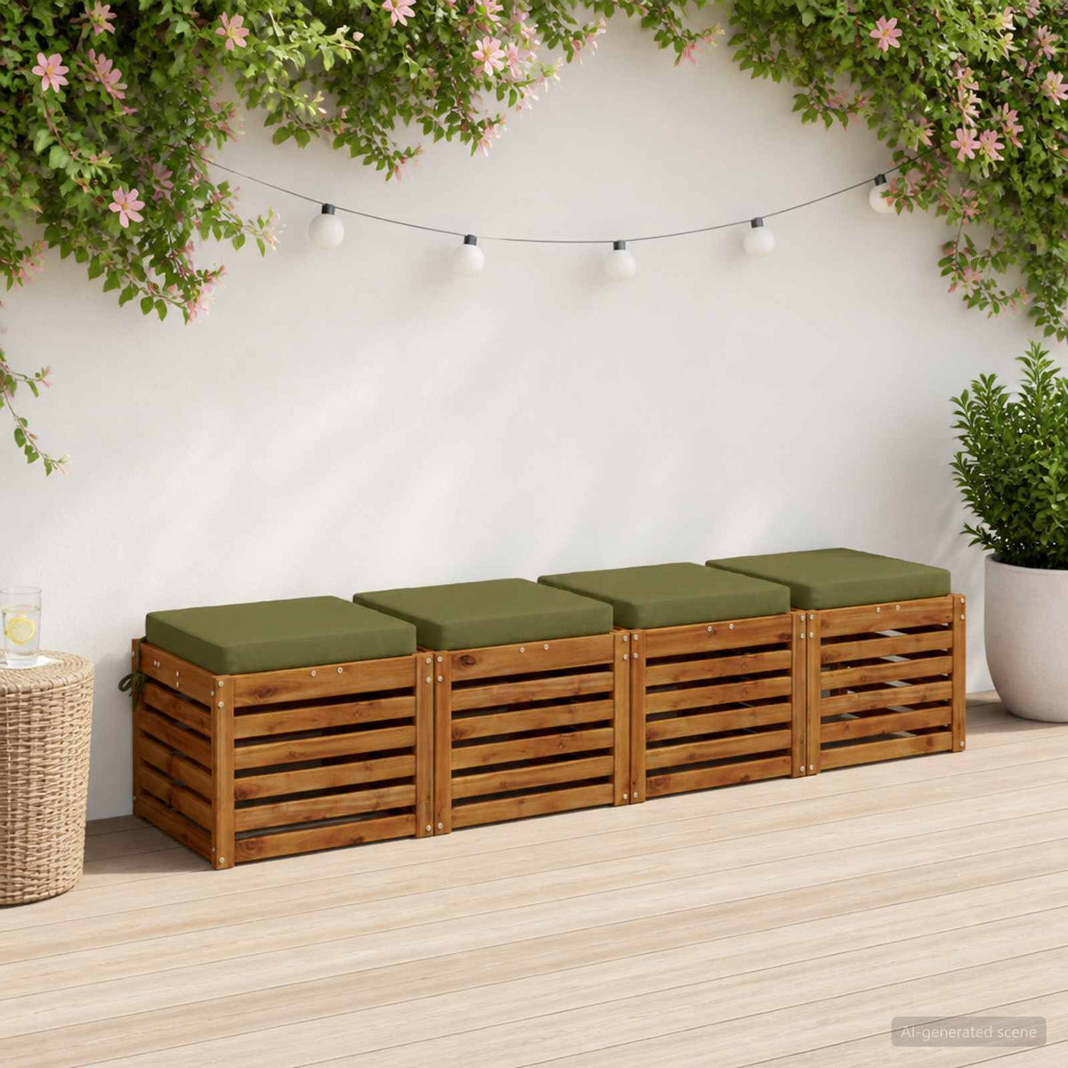4-Piece Seat Cushions SOEST 4 pcs 100% Polyester Olive Green