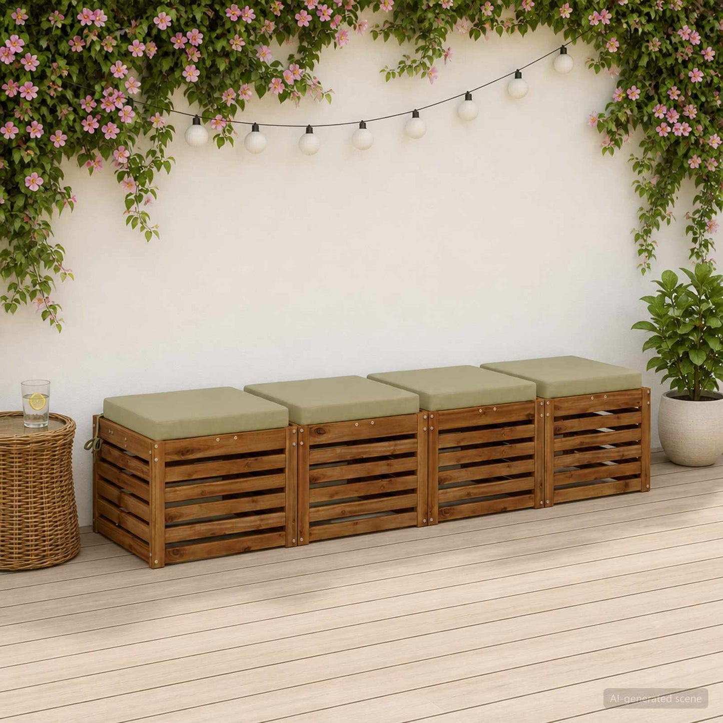 4-Piece Seat Cushions SOEST 4 pcs 100% Polyester Light Green