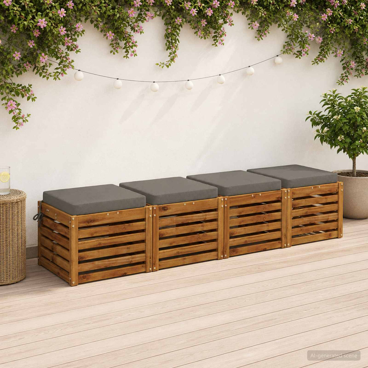 4-Piece Seat Cushions SOEST 4 pcs 100% Polyester Grey