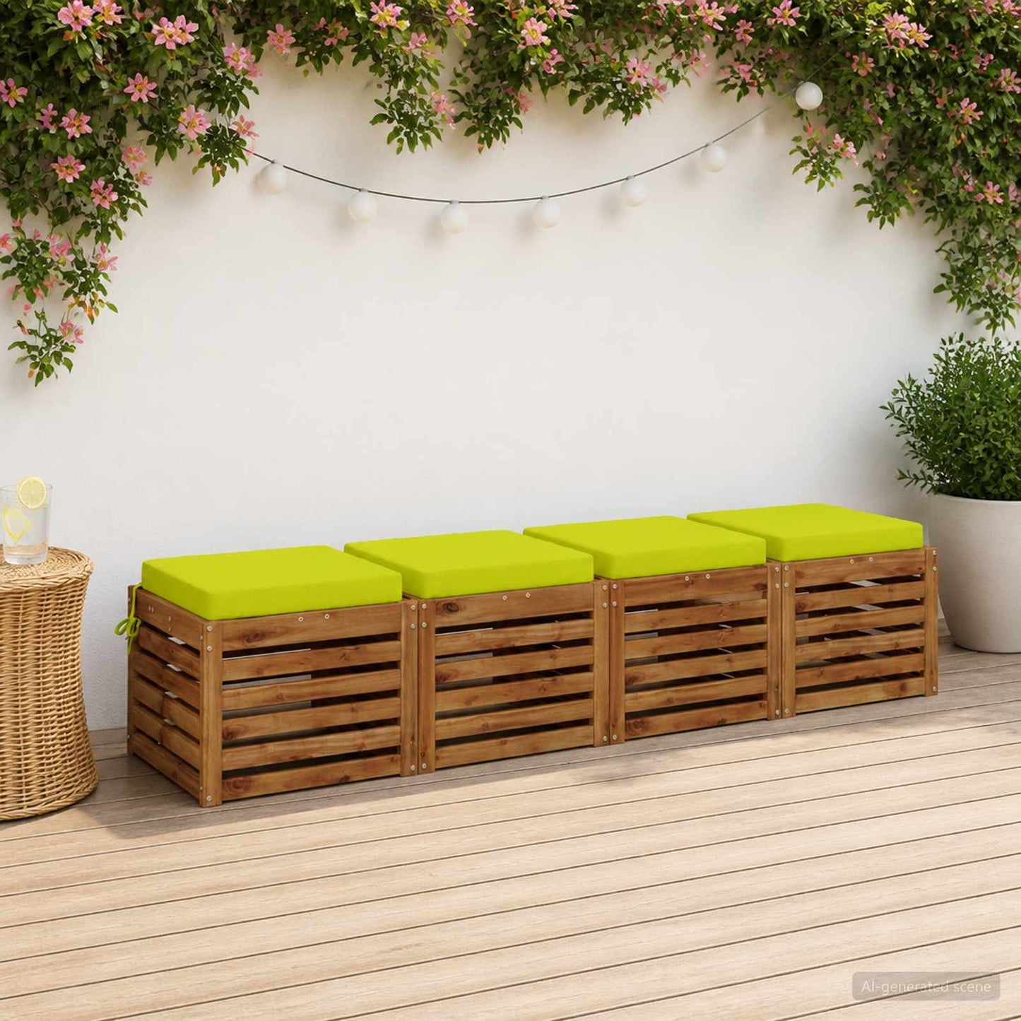 4-Piece Seat Cushions SOEST 4 pcs 100% Polyester Bright Green