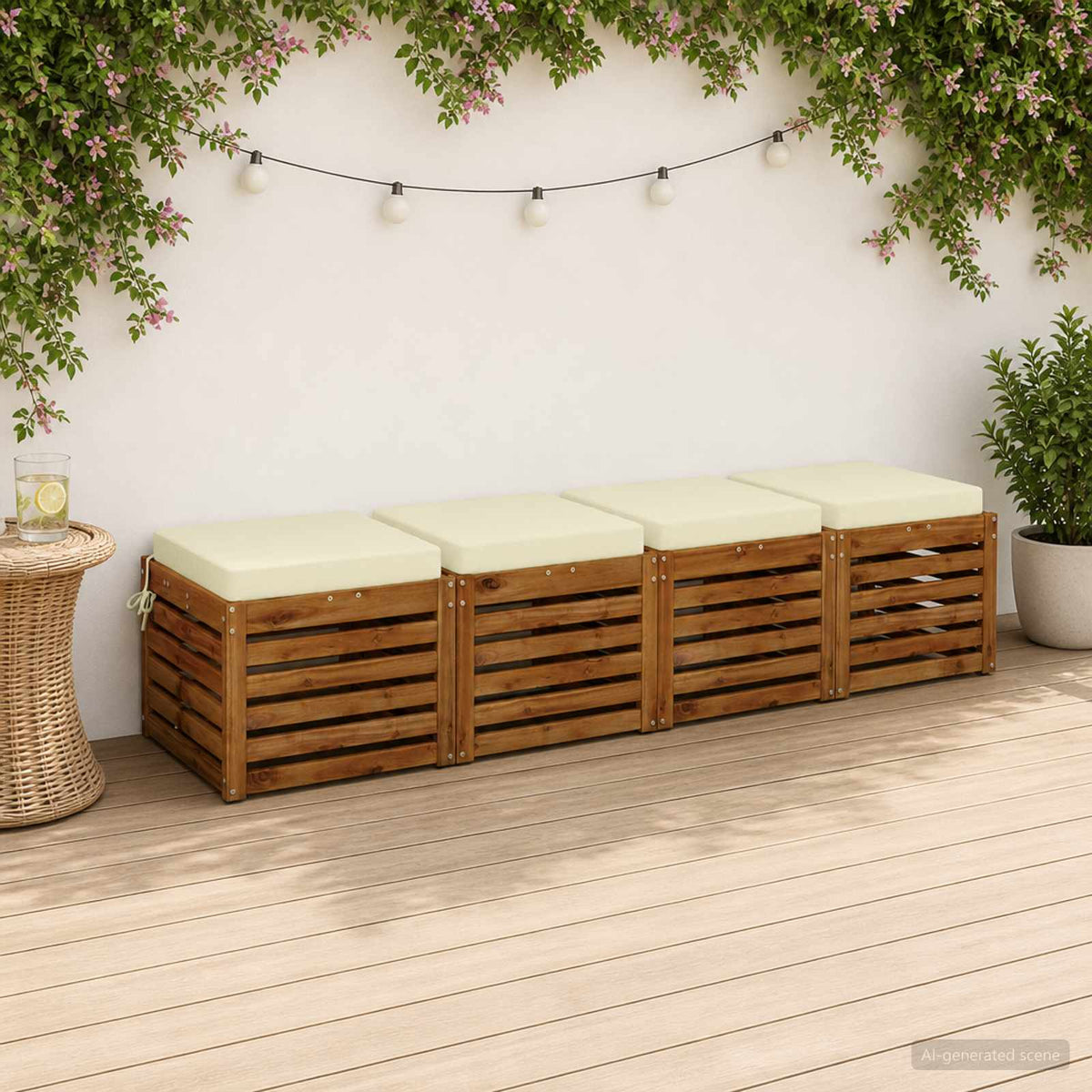 4-Piece Seat Cushions SOEST 4 pcs 100% Polyester Cream