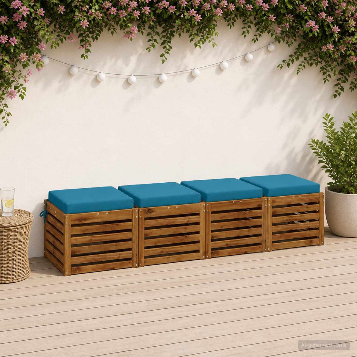 4-Piece Seat Cushions SOEST 4 pcs 100% Polyester Light Blue