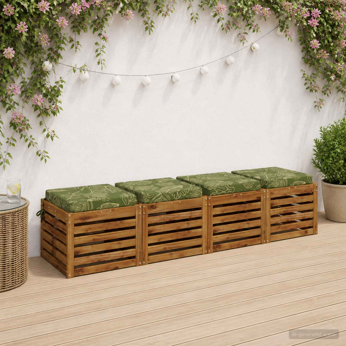 4-Piece Seat Cushions SOEST 4 pcs 100% Polyester Leaf Design