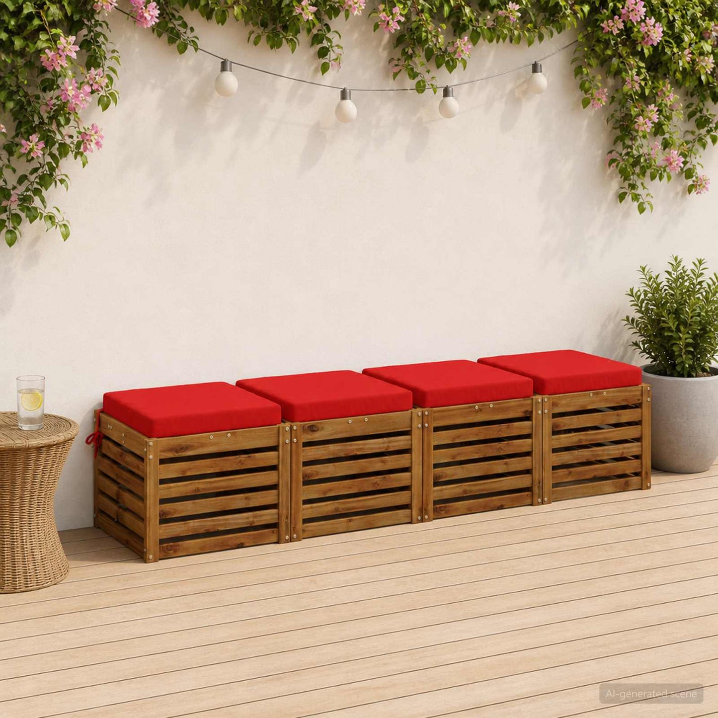 4-Piece Seat Cushions SOEST 4 pcs 100% Polyester Red