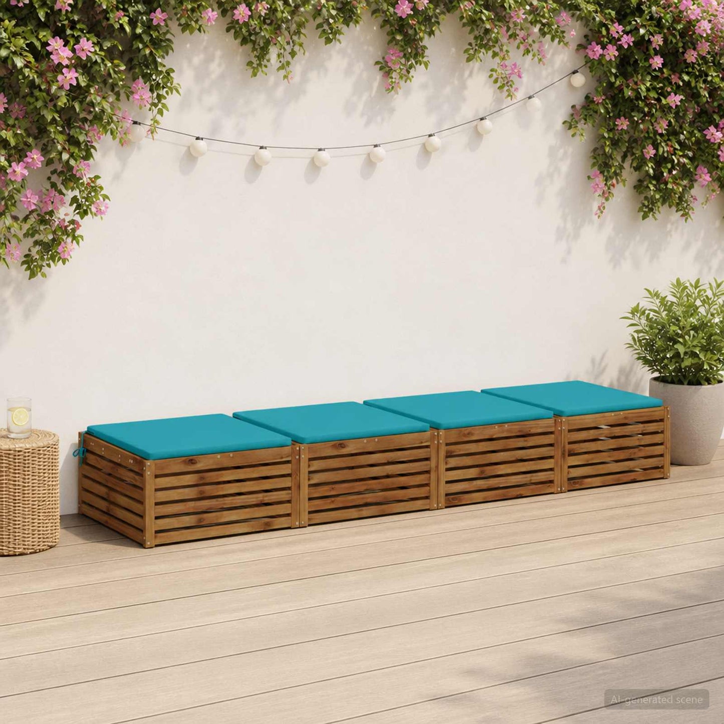 4-Piece Seat Cushions SOEST 4 pcs 100% Polyester Turquoise