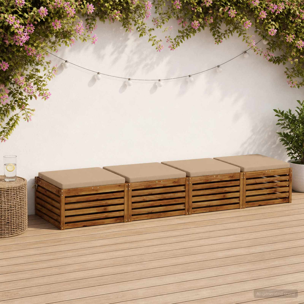 4-Piece Seat Cushions SOEST 4 pcs 100% Polyester Sand