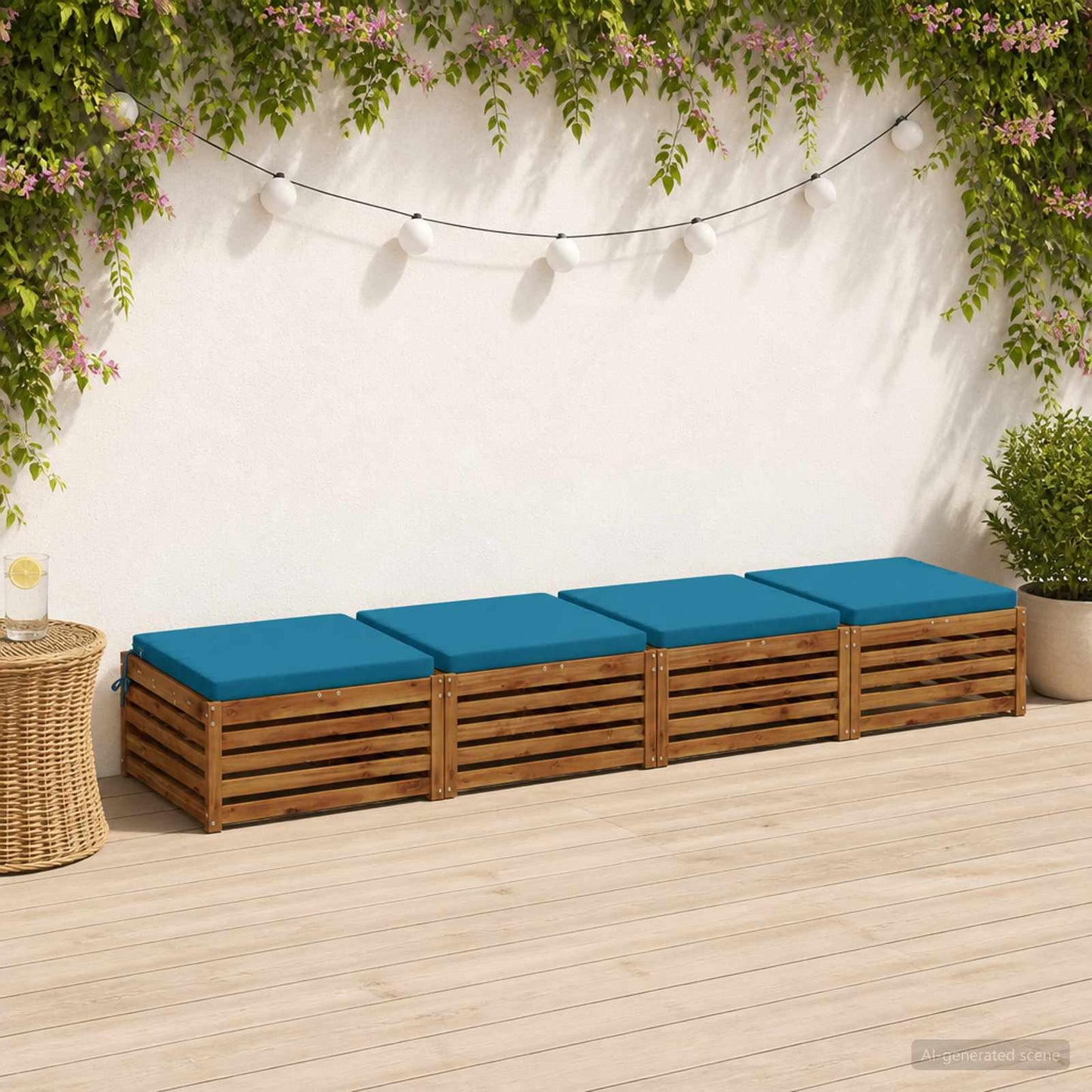 4-Piece Seat Cushions SOEST 4 pcs 100% Polyester Light Blue