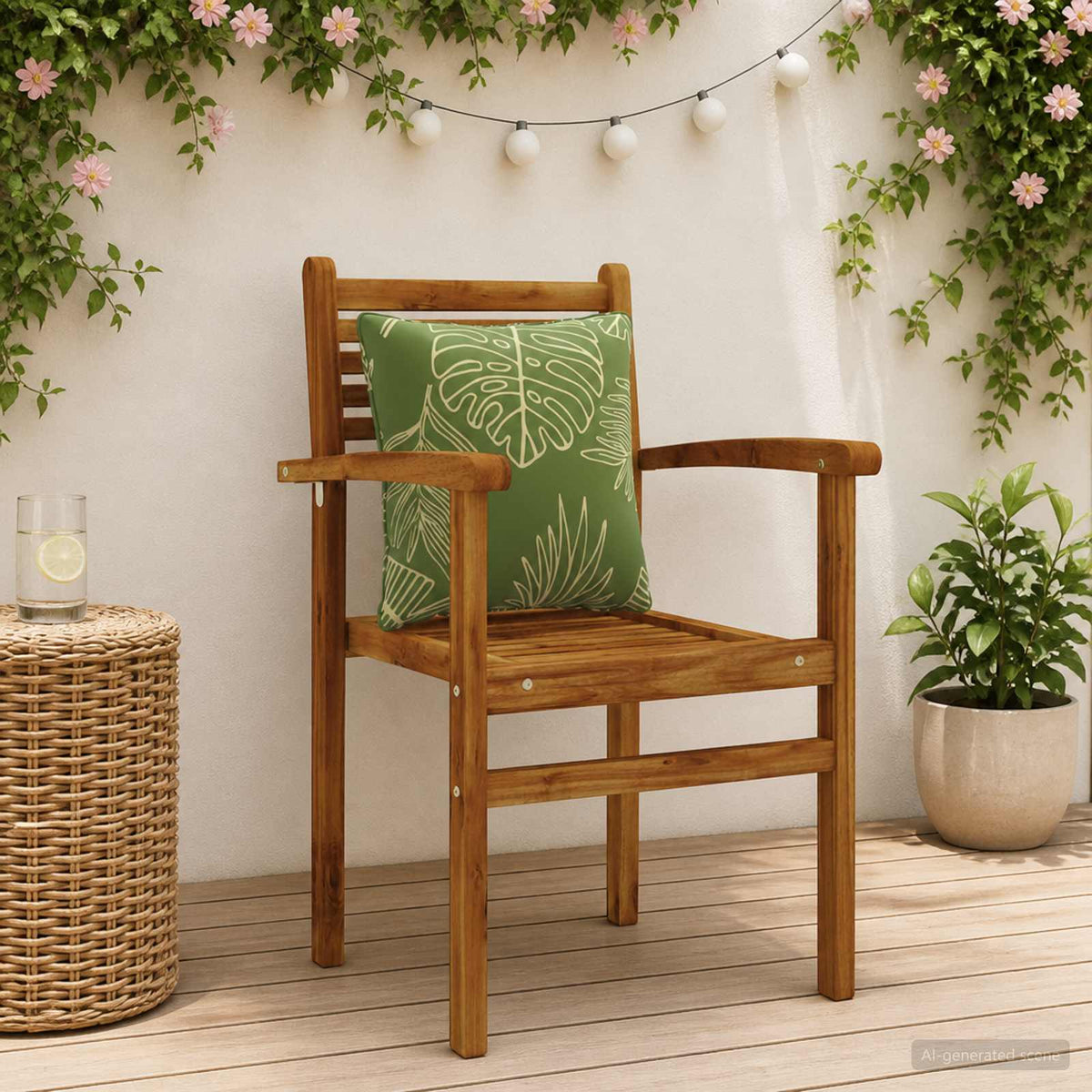 4-Piece Back Cushions PUTTEN 4 pcs 100% Polyester Leaf Design