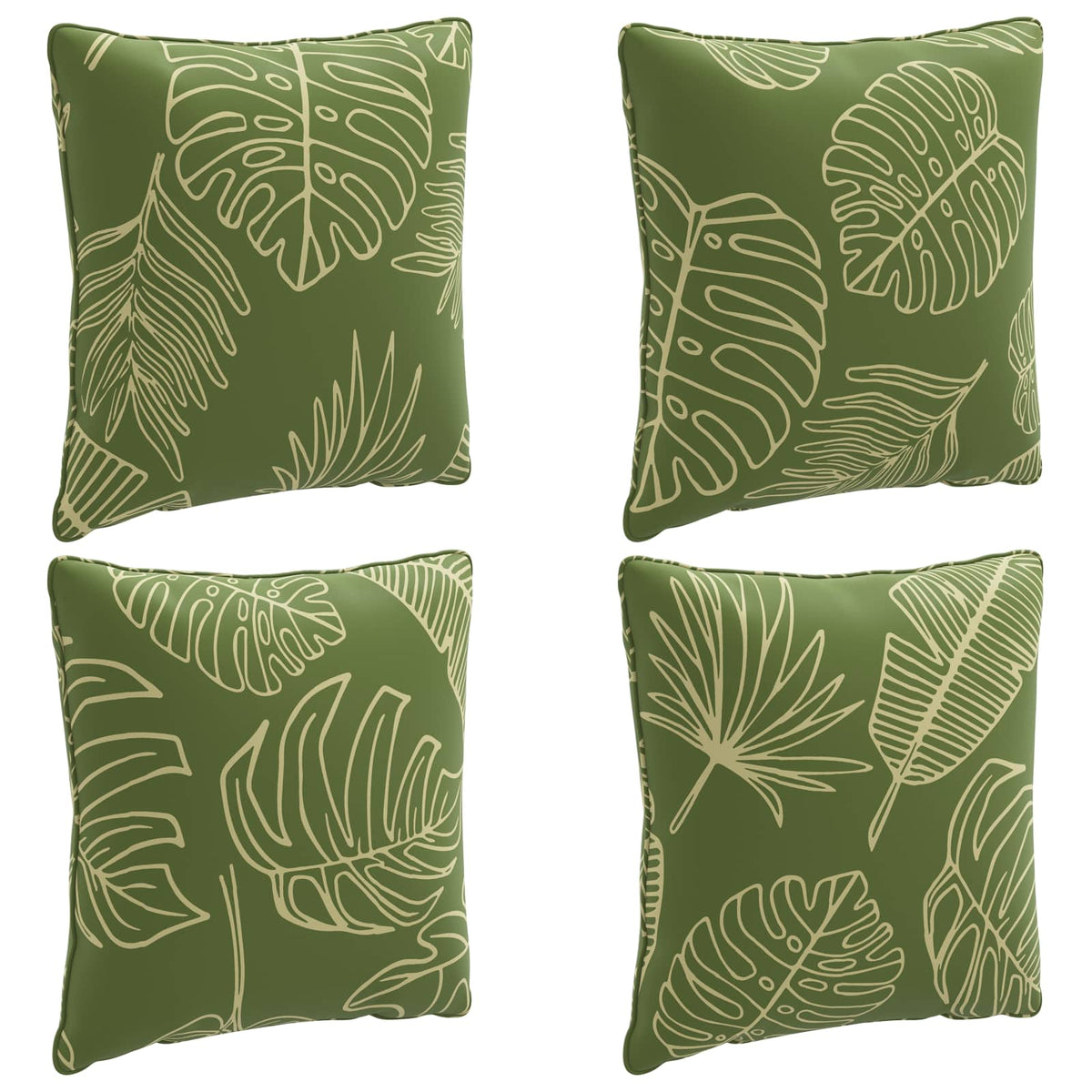 4-Piece Back Cushions PUTTEN 4 pcs 100% Polyester Leaf Design