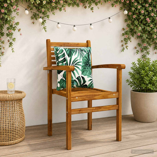 4-Piece Back Cushions PUTTEN 4 pcs 100% Polyester Leaf Pattern