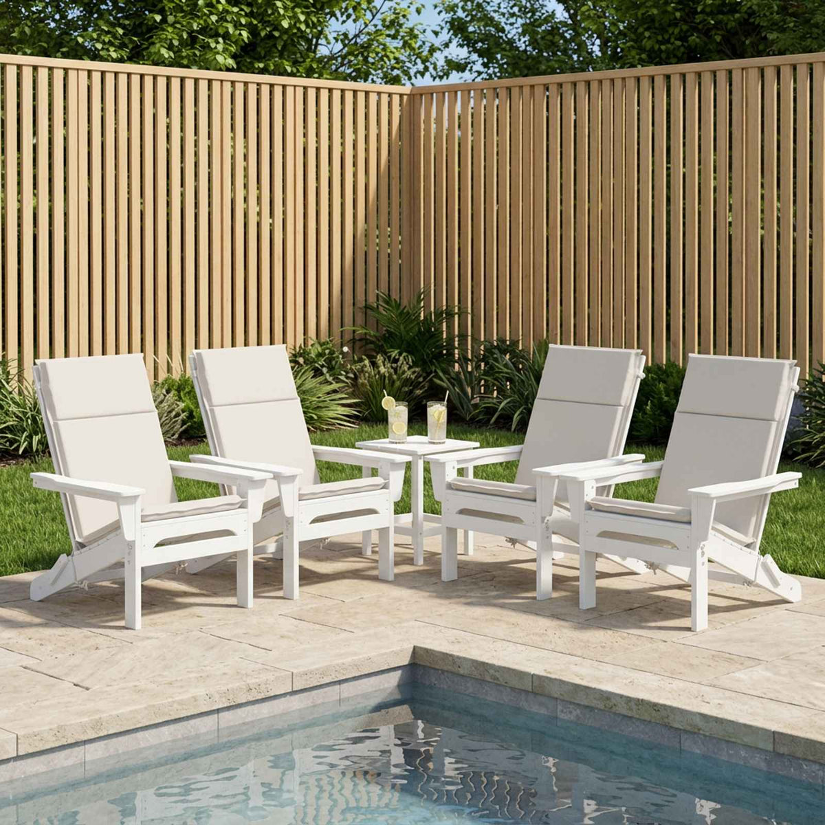High Back Chair Cushion GEMERT 4 pcs 100% Polyester White