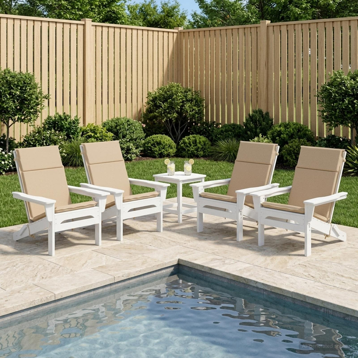 High Back Chair Cushion GEMERT 4 pcs 100% Polyester Sand