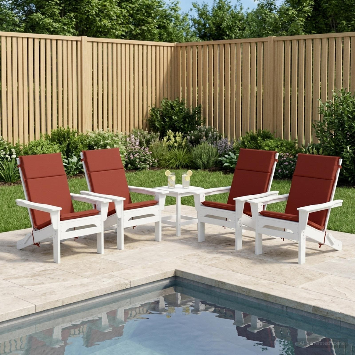 High Back Chair Cushion GEMERT 6 pcs 100% Polyester Red