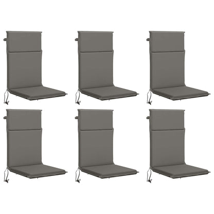 High Back Chair Cushion GEMERT 6 pcs 100% Polyester Grey