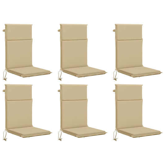 High Back Chair Cushion GEMERT 6 pcs 100% Polyester Beige