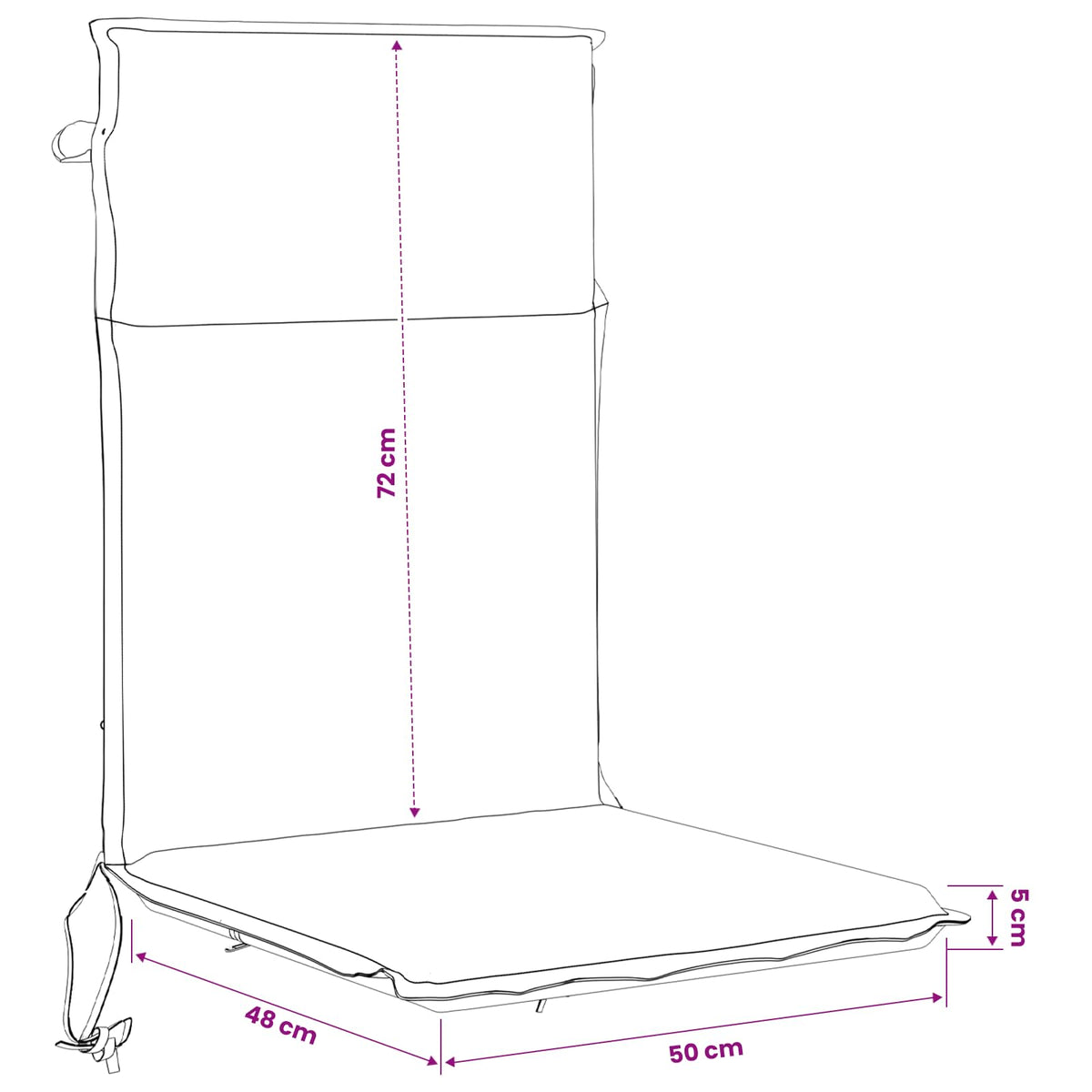 High Back Chair Cushion GEMERT 2 pcs 100% Polyester Grey