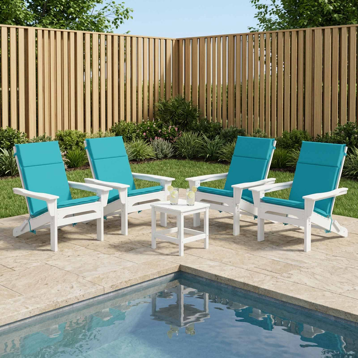 High Back Chair Cushion GEMERT 4 pcs 100% Polyester Turquoise