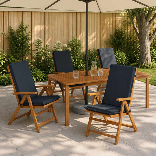 High Back Chair Cushion GEMERT 4 pcs 100% Polyester Dark Blue