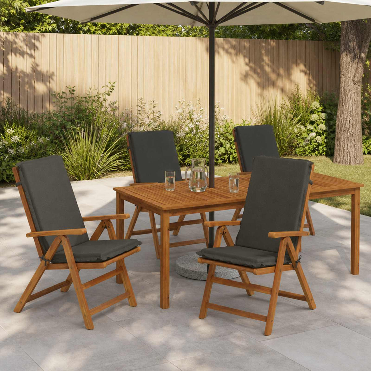High Back Chair Cushion GEMERT 4 pcs 100% Polyester Anthracite