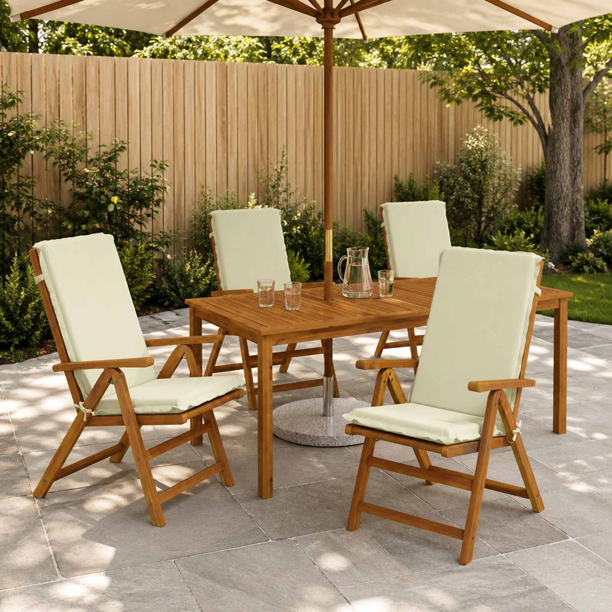 High Back Chair Cushion GEMERT 4 pcs 100% Polyester Cream