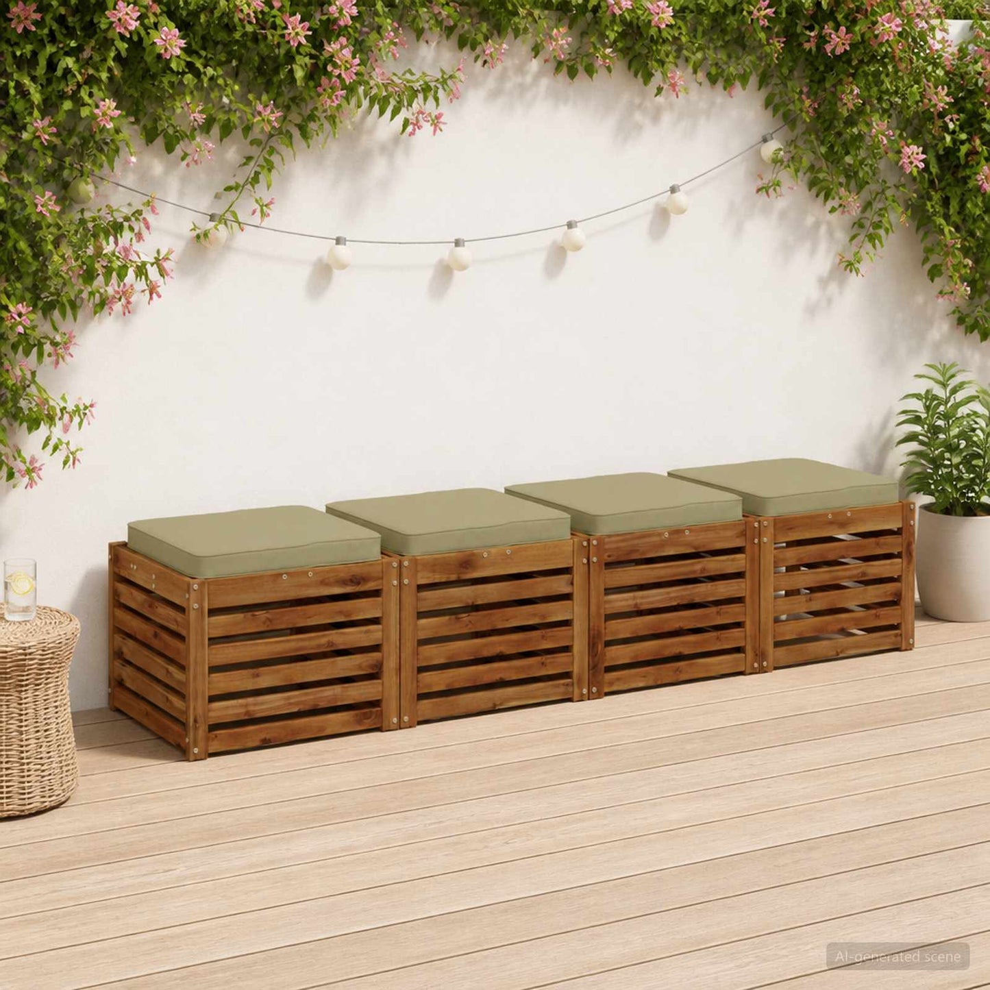 4-Piece Seat Cushions VUGHT 4 pcs 100% Polyester Light Green