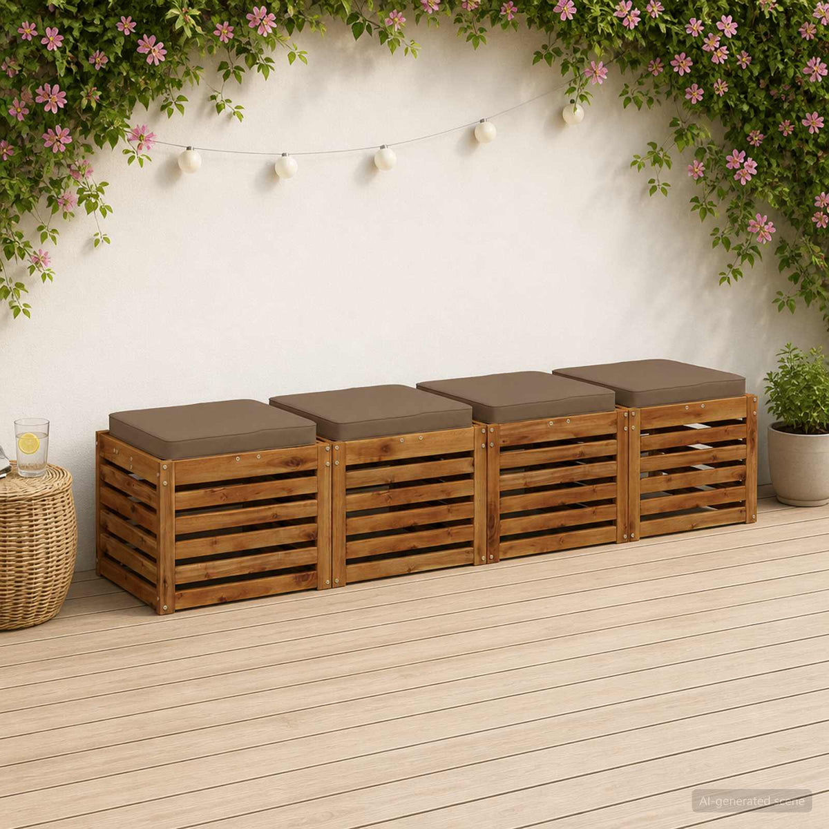 4-Piece Seat Cushions VUGHT 4 pcs 100% Polyester Taupe