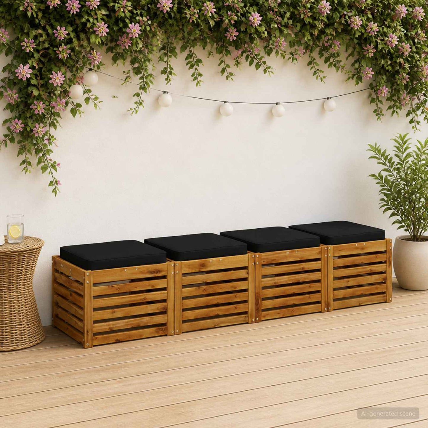 4-Piece Seat Cushions VUGHT 4 pcs 100% Polyester Black