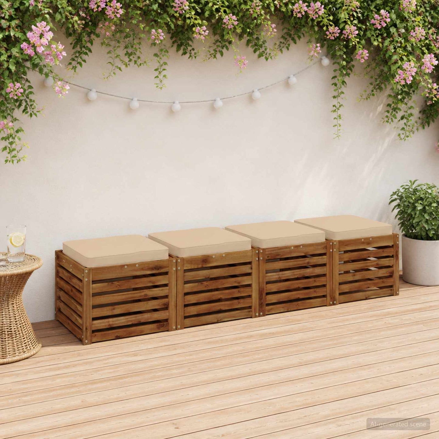 4-Piece Seat Cushions VUGHT 4 pcs 100% Polyester Cream