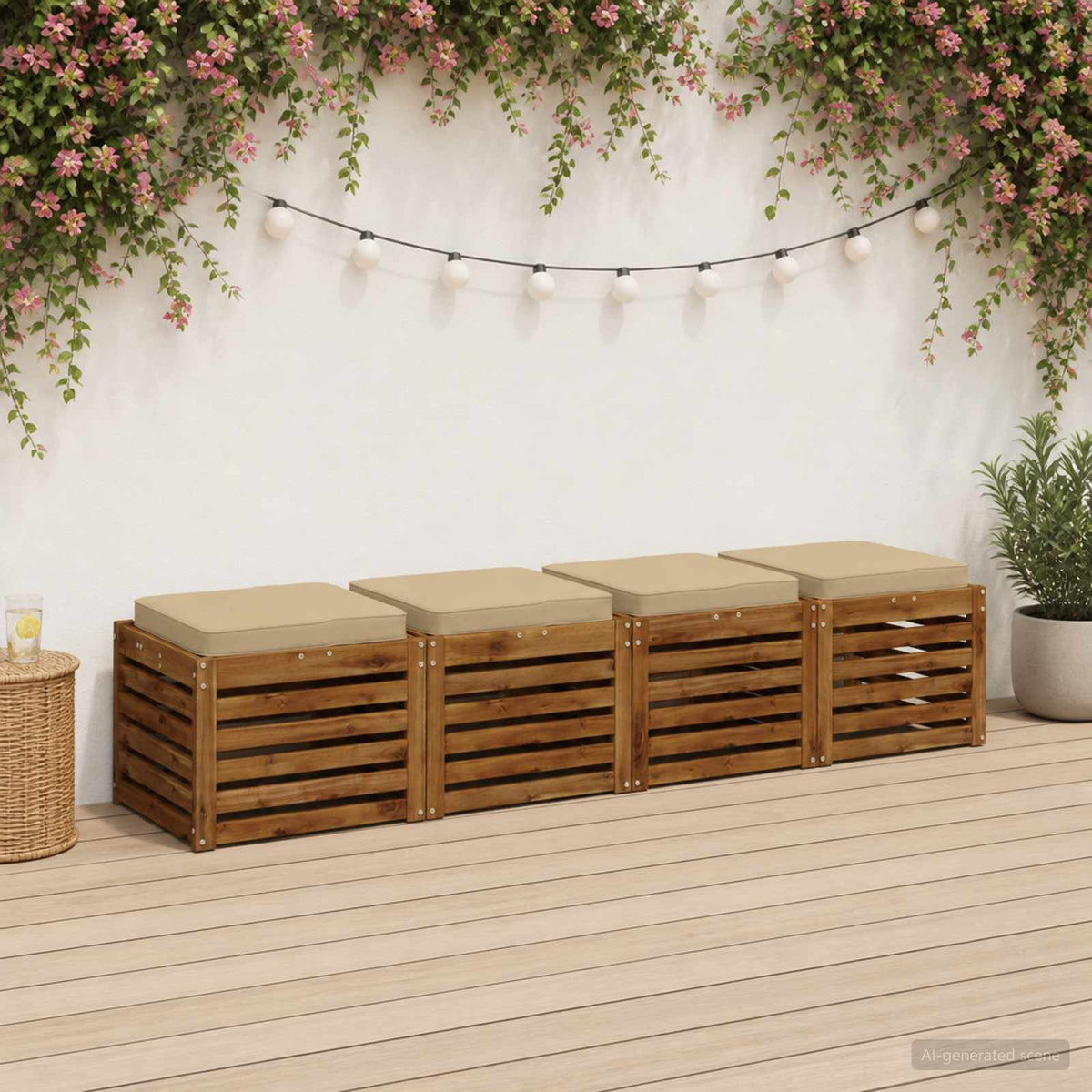4-Piece Seat Cushions VUGHT 4 pcs 100% Polyester Beige
