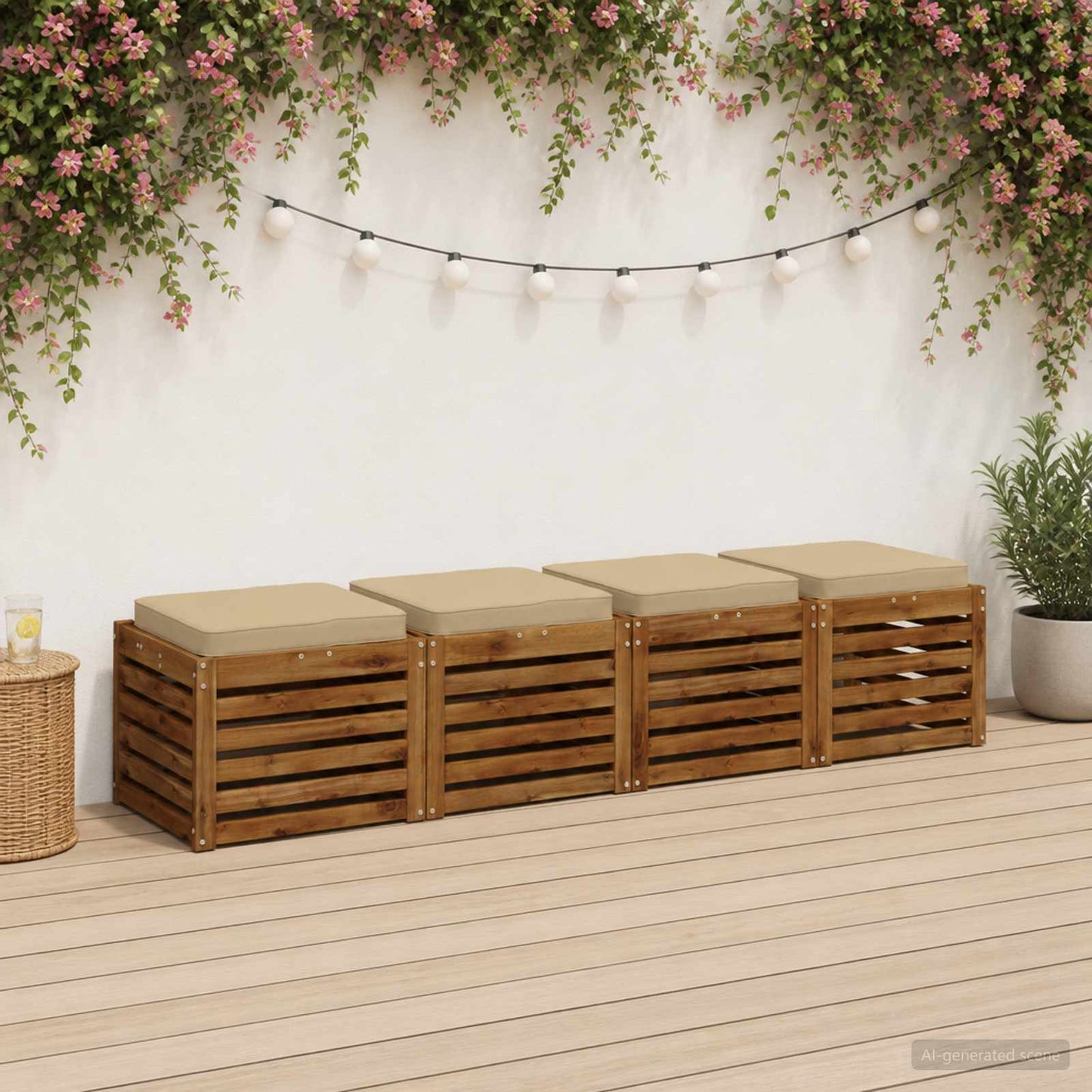 4-Piece Seat Cushions VUGHT 4 pcs 100% Polyester Beige