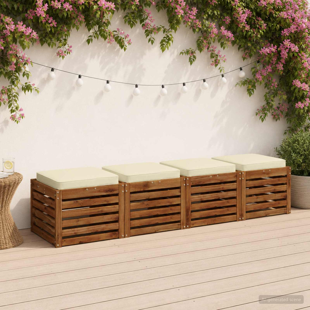 4-Piece Seat Cushions VUGHT 4 pcs 100% Polyester Cream