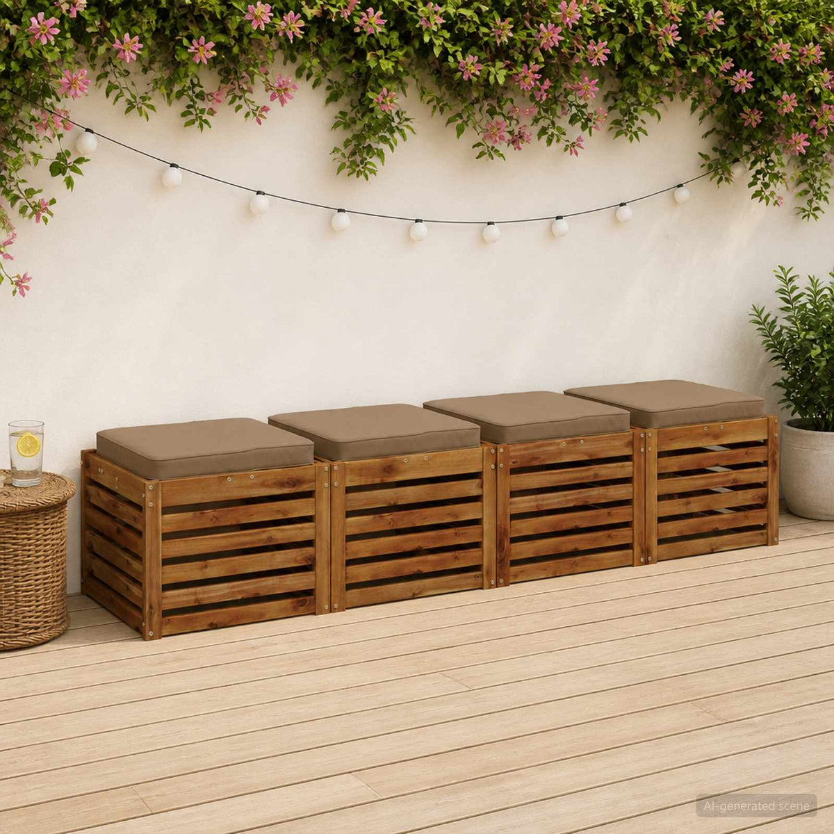 4-Piece Seat Cushions VUGHT 4 pcs 100% Polyester Taupe